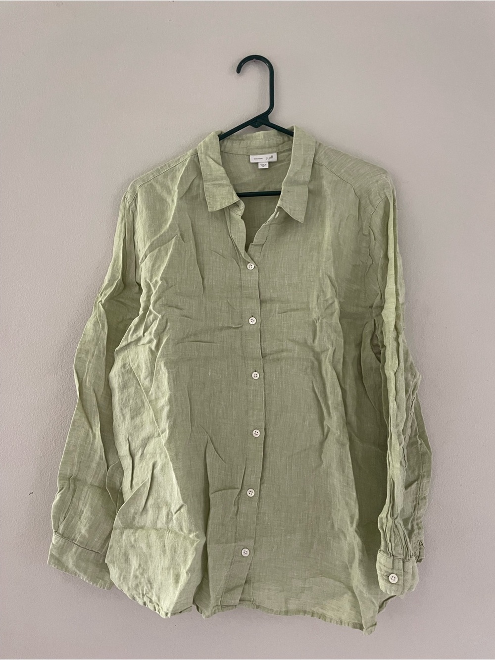 J. Jill Pale Green Linen Button-Down Shirt